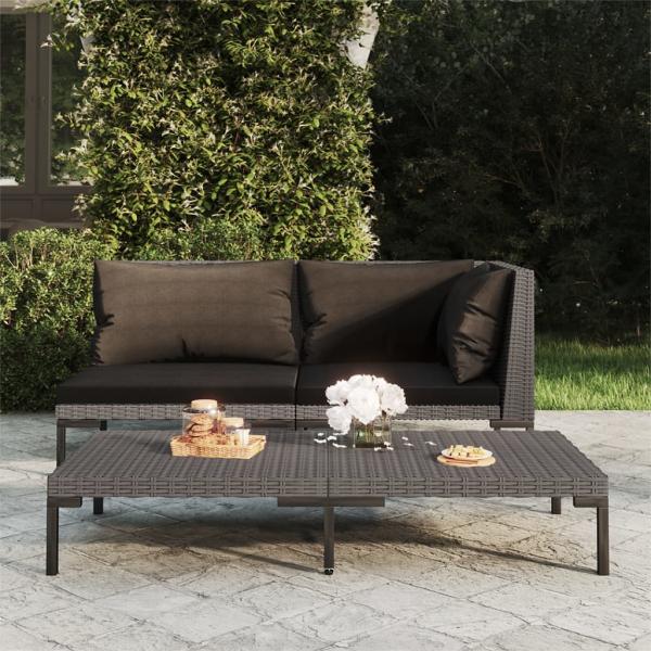 ARDEBO.de - Gartensofa mit Kissen Halbrundes Poly Rattan