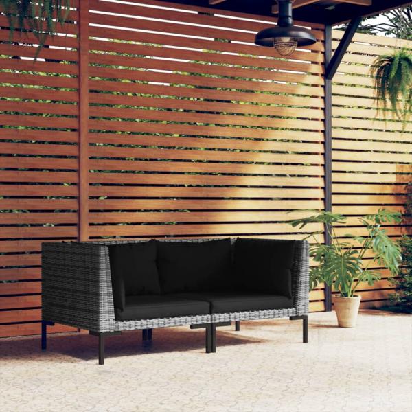 ARDEBO.de - Gartensofas 2 Stk. mit Kissen Halbrundes Poly Rattan