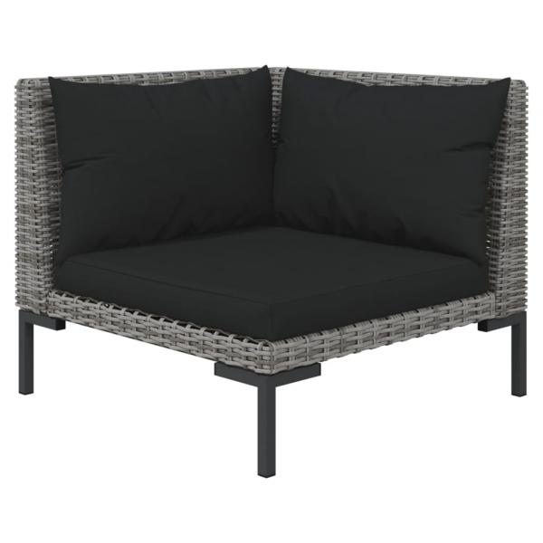 Gartensofas 2 Stk. mit Kissen Halbrundes Poly Rattan