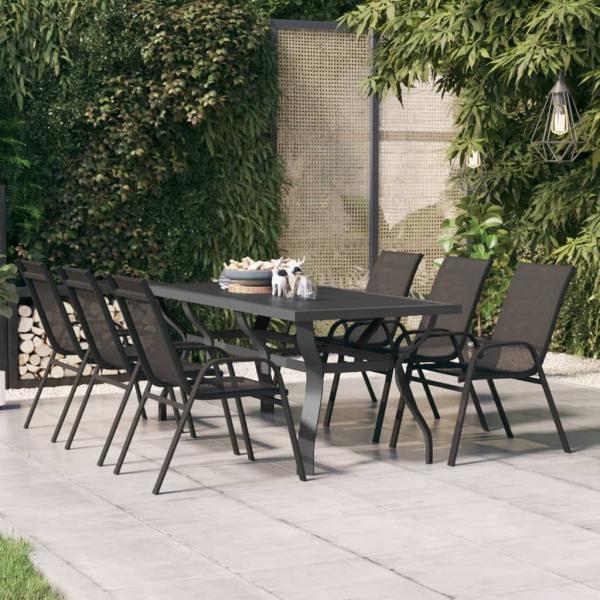 ARDEBO.de - Gartentisch Grau und Schwarz 180x80x70 cm Stahl und Glas