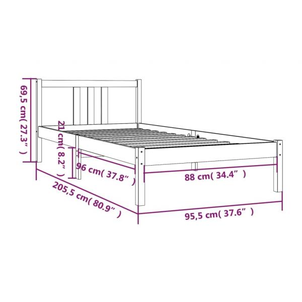 Massivholzbett Honigbraun 90x200 cm