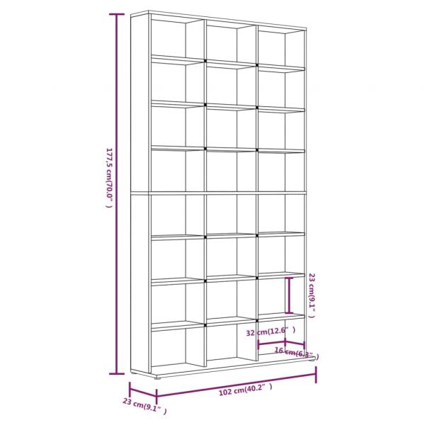 CD-Regal Grau Sonoma 102x23x177,5 cm Holzwerkstoff