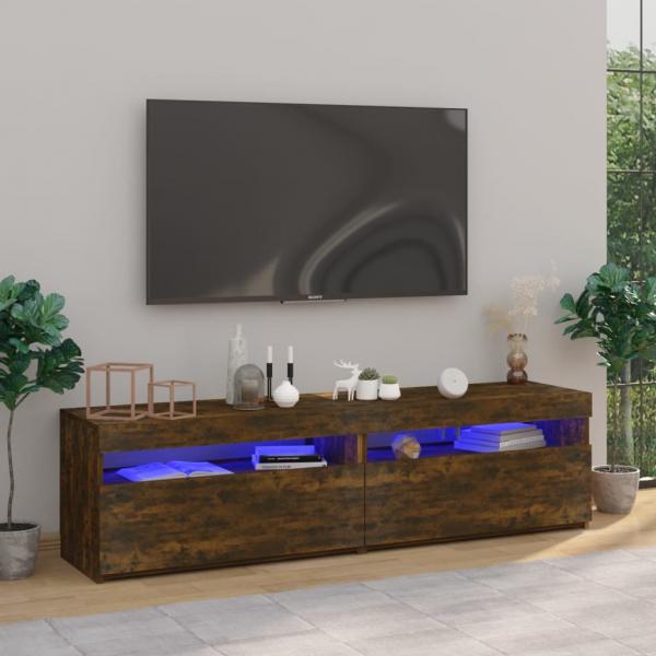 ARDEBO.de - TV-Schrank mit LED-Leuchten 2 Stk. Räuchereiche 75x35x40 cm