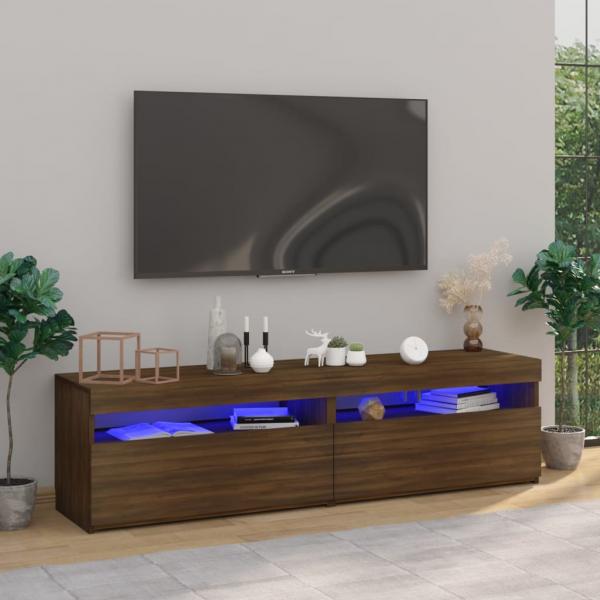 ARDEBO.de - TV-Schrank mit LED-Leuchten 2Stk. Braun Eichen-Optik 75x35x40cm