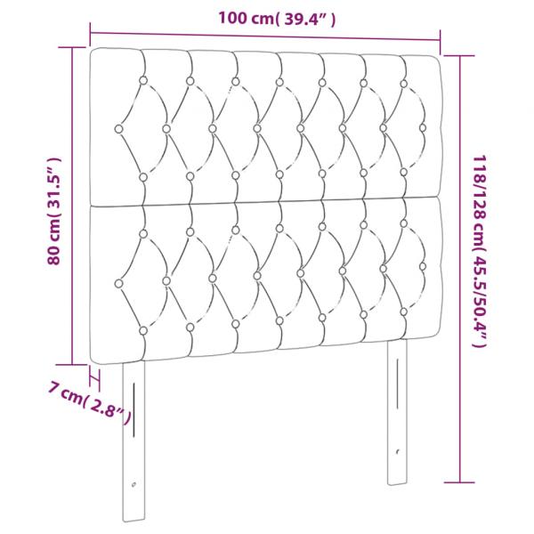 LED Kopfteil Hellgrau 100x7x118/128 cm Stoff