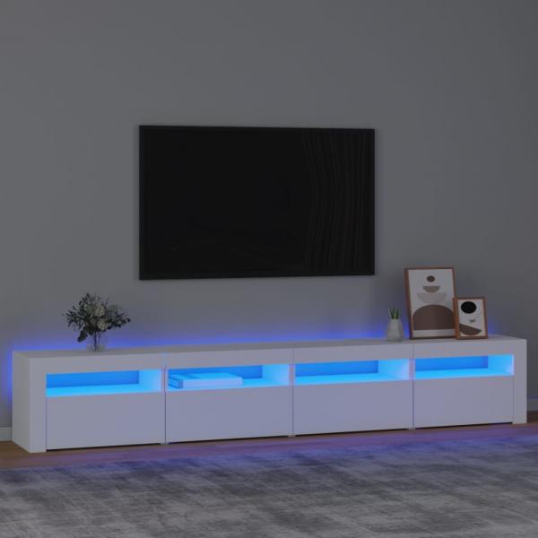 ARDEBO.de - TV-Schrank mit LED-Leuchten Weiß 240x35x40 cm