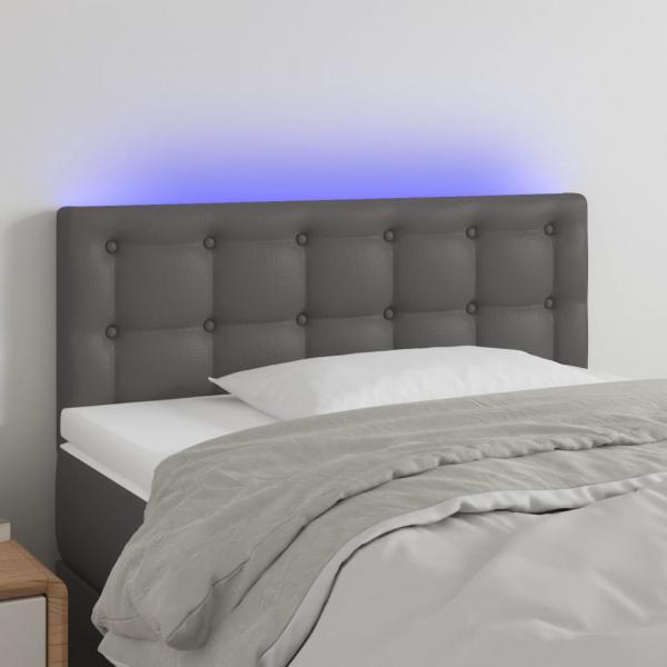 ARDEBO.de - LED Kopfteil Grau 80x5x78/88 cm Kunstleder