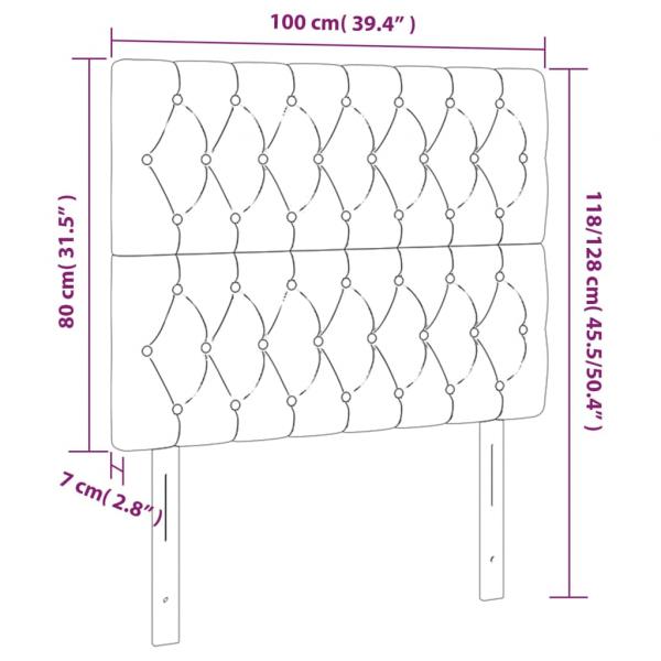 LED Kopfteil Taupe 100x7x118/128 cm Stoff