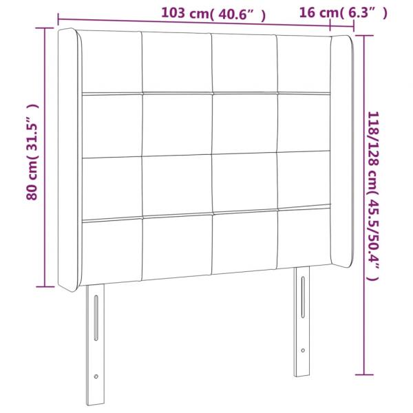 LED Kopfteil Hellgrau 103x16x118/128 cm Stoff