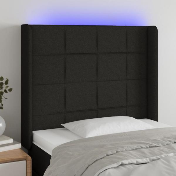 ARDEBO.de - LED Kopfteil Schwarz 103x16x118/128 cm Stoff