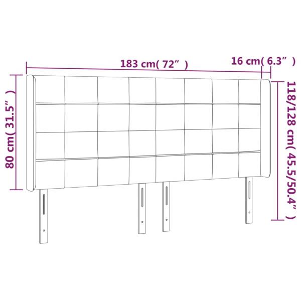 LED Kopfteil Schwarz 183x16x118/128 cm Samt