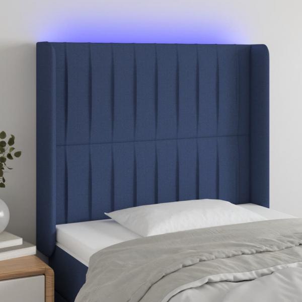 ARDEBO.de - LED Kopfteil Blau 93x16x118/128 cm Stoff