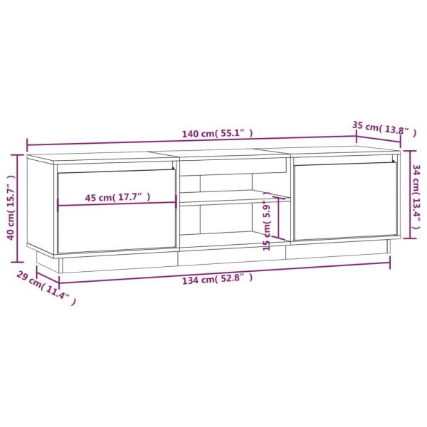 TV-Schrank Honigbraun 140x35x40 cm Massivholz Kiefer