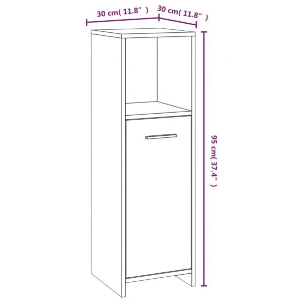 Badschrank Grau Sonoma 30x30x95 cm Holzwerkstoff