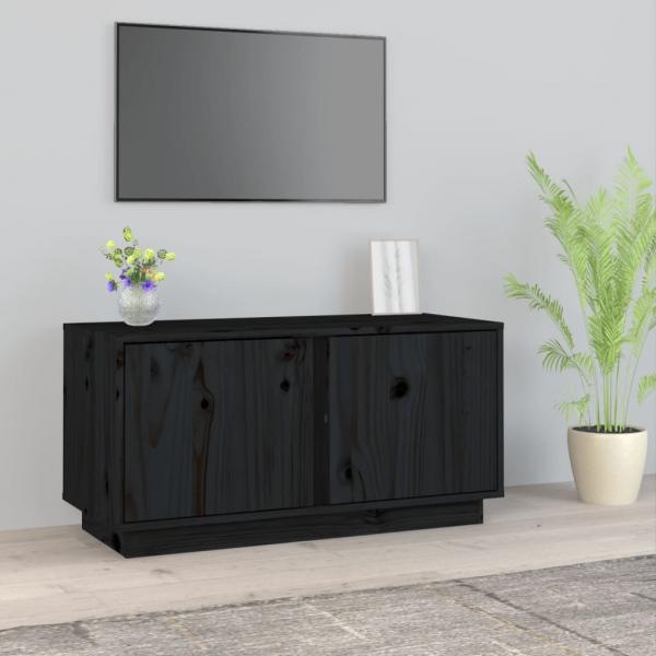 ARDEBO.de - TV-Schrank Schwarz 80x35x40,5 cm Massivholz Kiefer