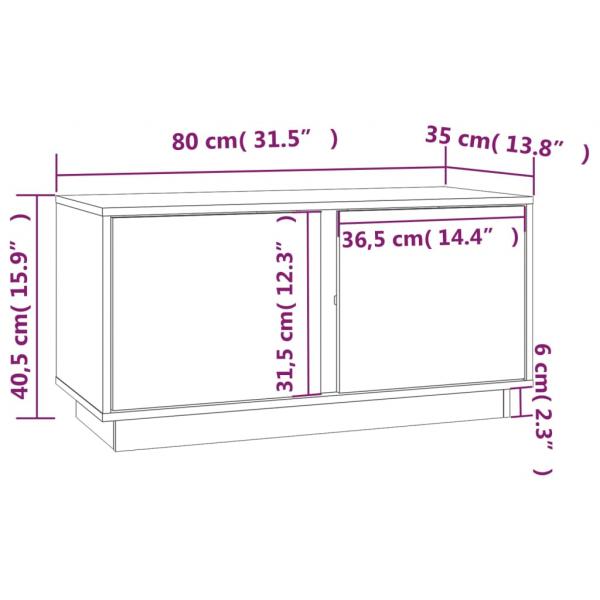 TV-Schrank Schwarz 80x35x40,5 cm Massivholz Kiefer