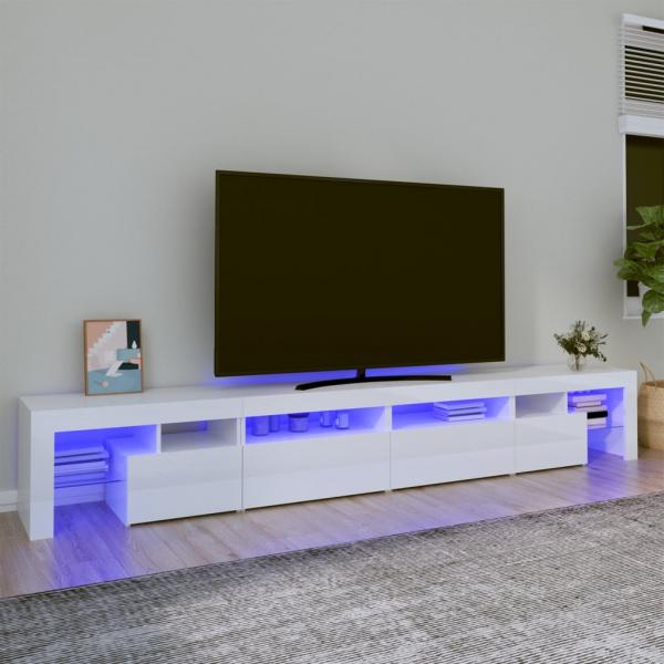 ARDEBO.de - TV-Schrank mit LED-Leuchten Hochglanz-Weiß 260x36,5x40 cm