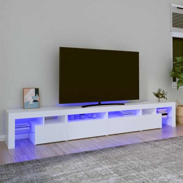 ARDEBO.de - TV-Schrank mit LED-Leuchten Weiß 260x36,5x40 cm