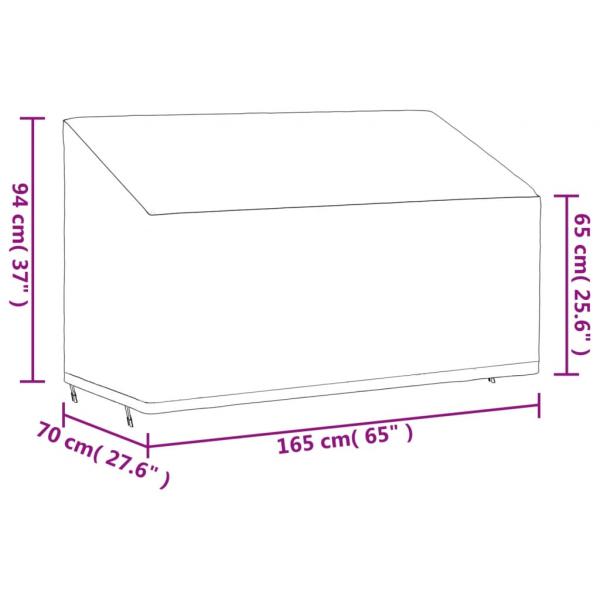 Abdeckung für 3-Sitzer-Bank Schwarz 165x70x65/94 cm 420D Oxford