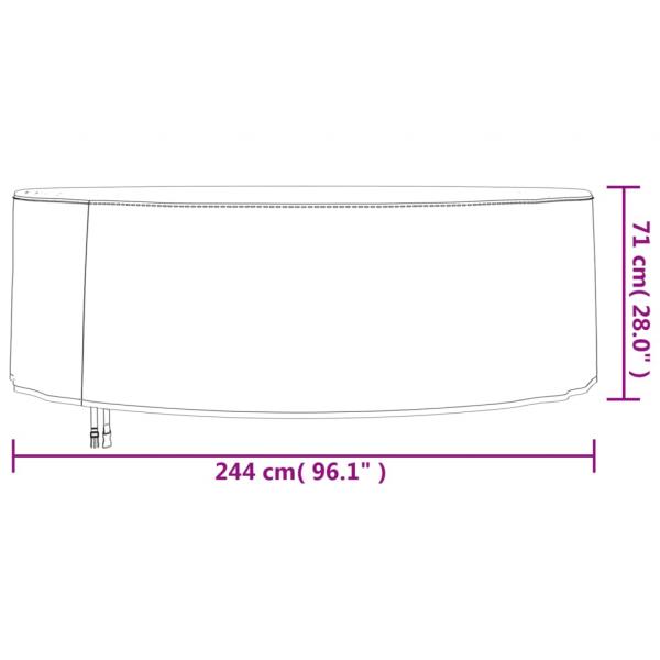 Gartenmöbel-Abdeckung Rund Schwarz Ø 244x71 cm 420D Oxford