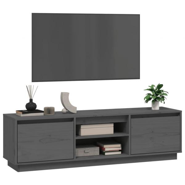 TV-Schrank Grau 140x35x40 cm Massivholz Kiefer