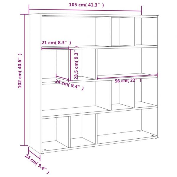 Bücherregal/Raumteiler Grau Sonoma 105x24x102 cm