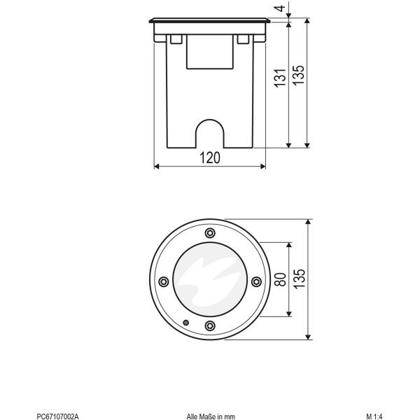 EVN Bodeneinbauleuchte, LED, 3000K, 7W, IP67, rund, anthrazit (PC67107002A)