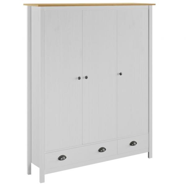 ARDEBO.de - Kleiderschrank mit 3 Türen Hill Weiß 127x50x170 cm Kiefernholz