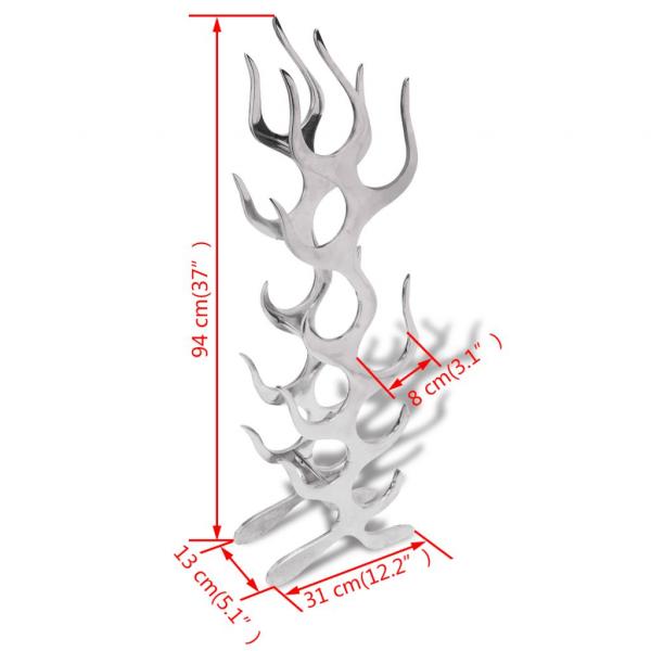 Weinregal Flammenform Aluminium Silber 9 Flaschen