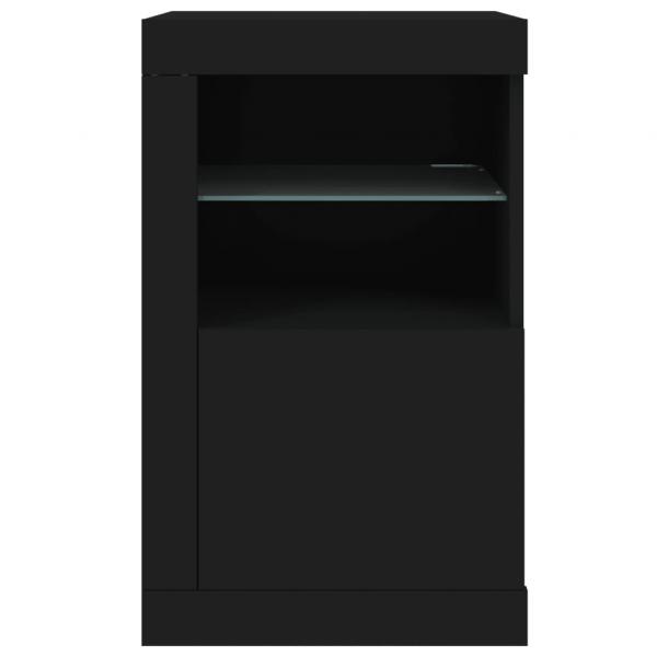 Beistellschrank mit LED-Leuchten Schwarz Holzwerkstoff