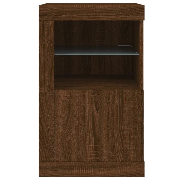 Beistellschrank mit LED-Leuchten Braun Eiche Holzwerkstoff