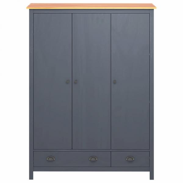 Kleiderschrank mit 3 Türen Hill Grau 127x50x170 cm Kiefernholz