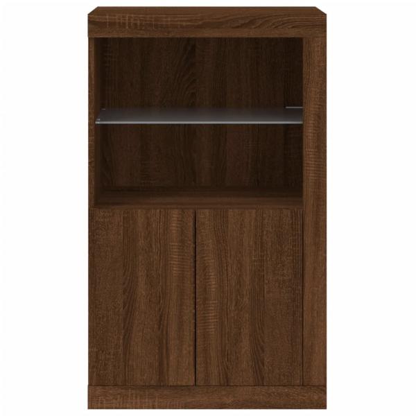 Beistellschrank mit LED-Leuchten Braun Eiche Holzwerkstoff