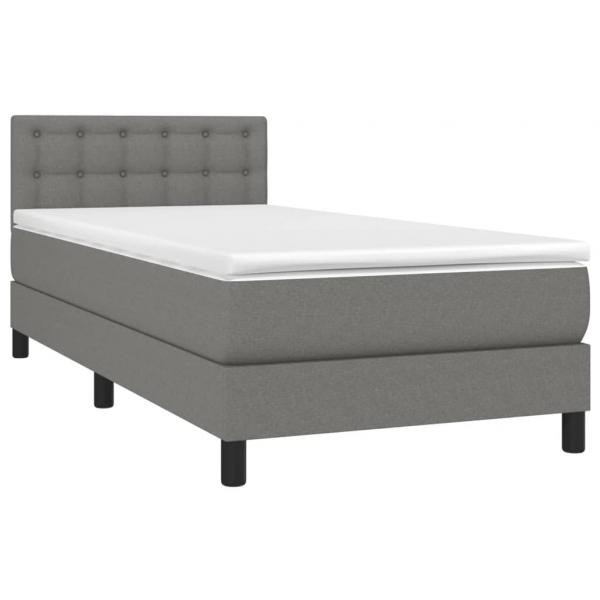 Boxspringbett mit Matratze & LED Dunkelgrau 100x200 cm Stoff