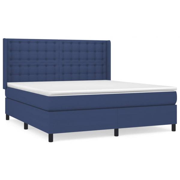 Boxspringbett mit Matratze Blau 160x200 cm Stoff