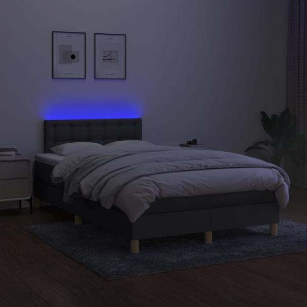 Boxspringbett mit Matratze & LED Dunkelgrau 120x200 cm Stoff 