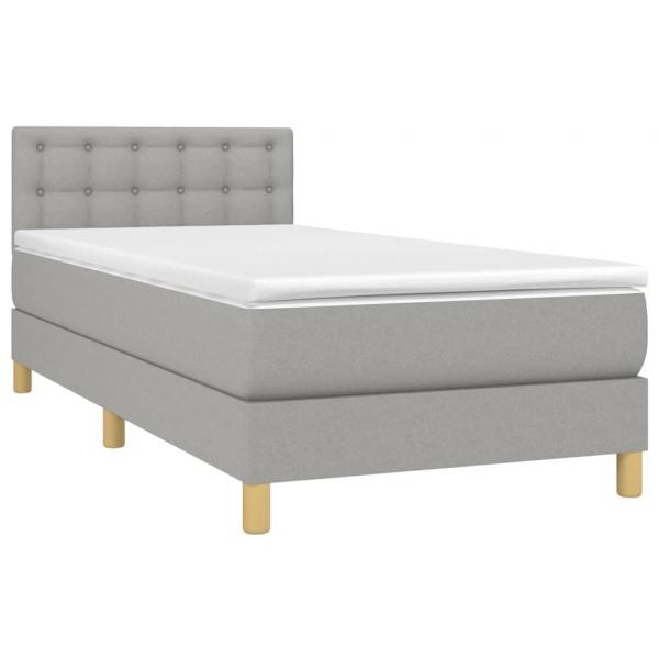 Boxspringbett mit Matratze & LED Hellgrau 80x200 cm Stoff