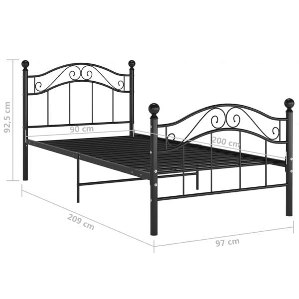 Bett Schwarz Metall 90x200 cm