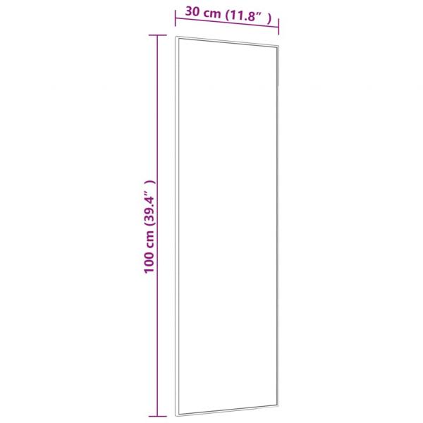 Türspiegel Schwarz 30x100 cm Glas und Aluminium