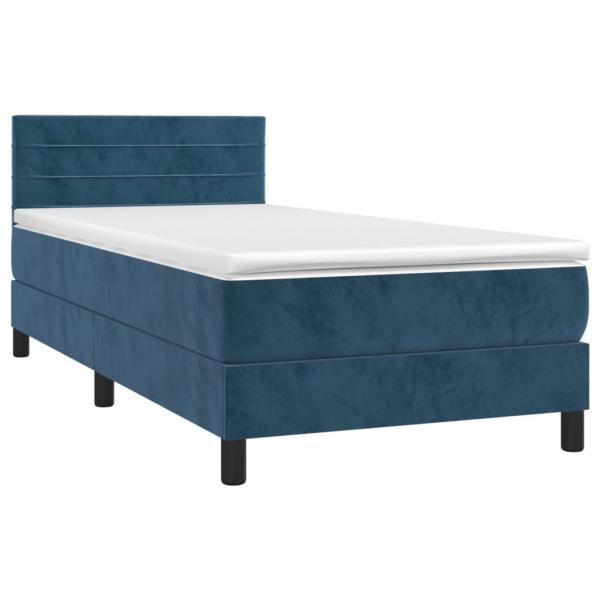 Boxspringbett mit Matratze Dunkelblau 90x190 cm Samt