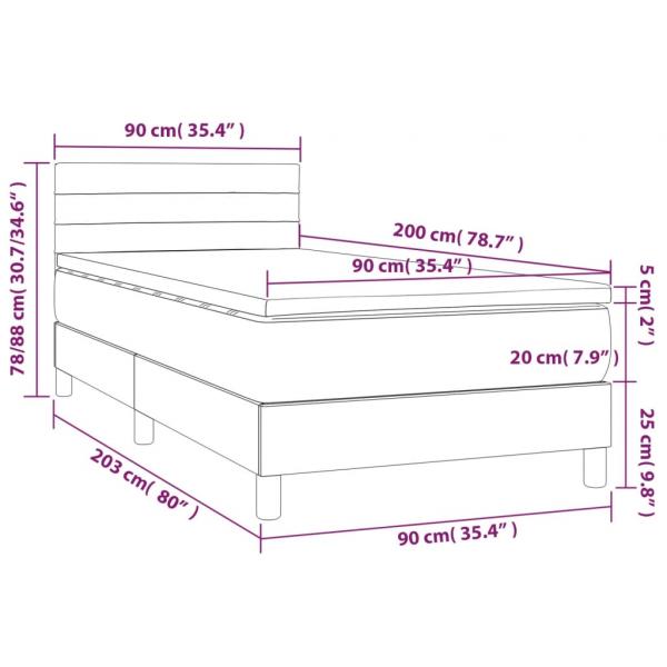 Boxspringbett mit Matratze & LED Dunkelblau 90x200 cm Samt