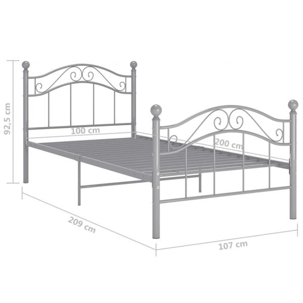 Bett Grau Metall 100x200 cm