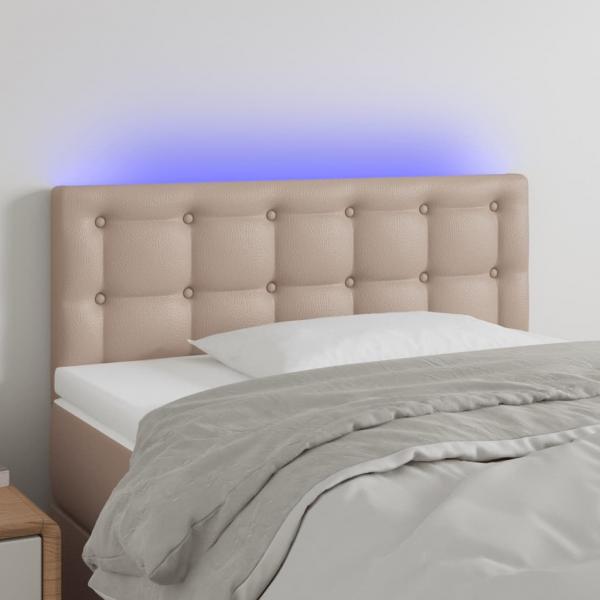 ARDEBO.de - LED Kopfteil Cappuccino-Braun 100x5x78/88 cm Kunstleder