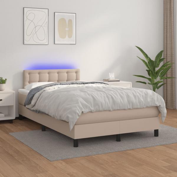 ARDEBO.de - Boxspringbett mit Matratze & LED Cappuccino-Braun 120x200cm