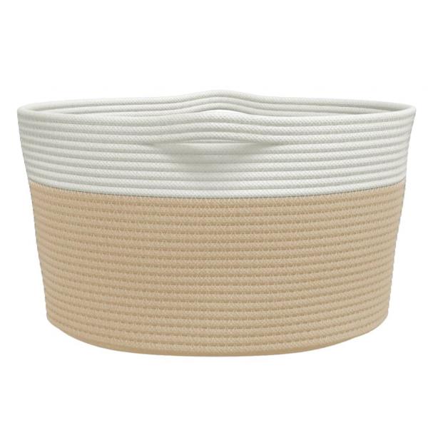 Aufbewahrungskorb Beige und Weiß Ø40x25 cm Baumwolle