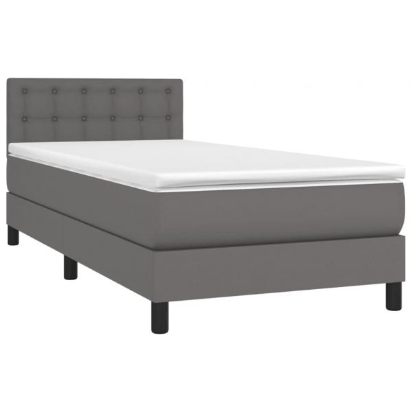 Boxspringbett mit Matratze Grau 100x200 cm Kunstleder