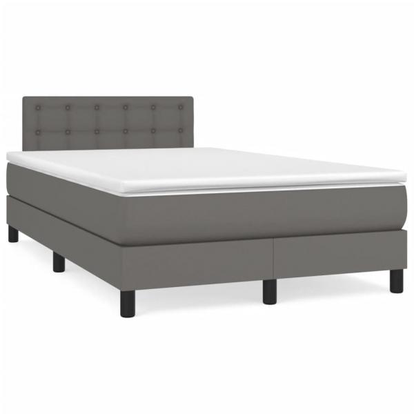 Boxspringbett mit Matratze Grau 120x200 cm Kunstleder