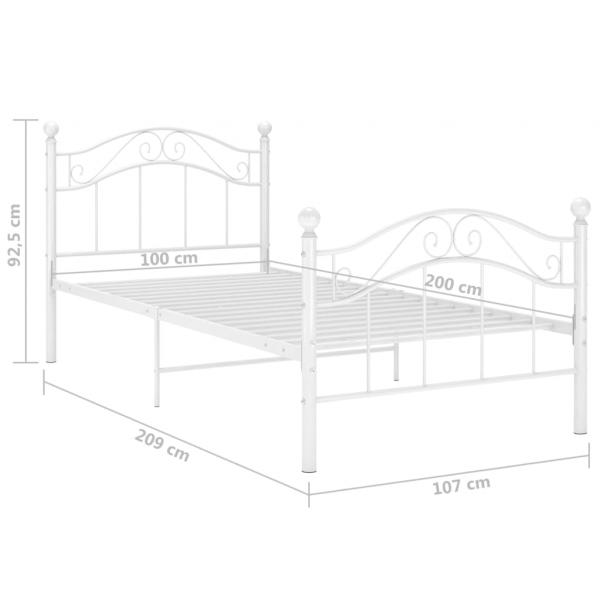 Bett Weiß Metall 100x200 cm