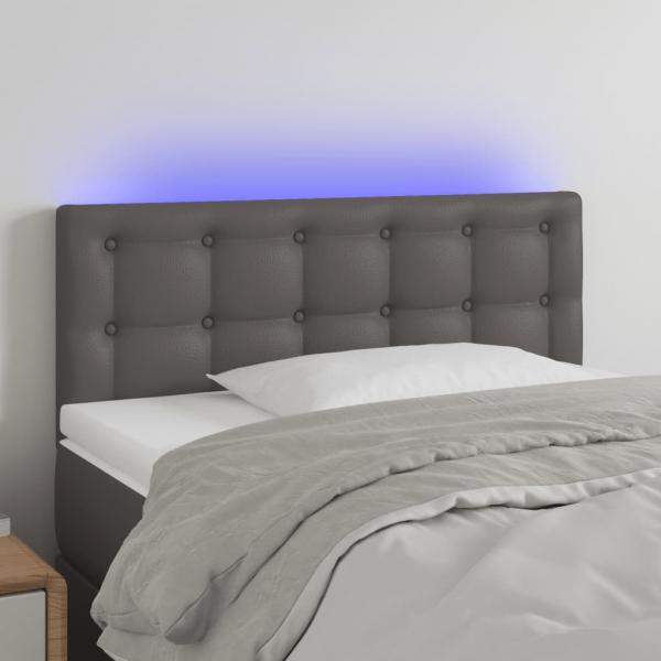 ARDEBO.de - LED Kopfteil Grau 100x5x78/88 cm Kunstleder