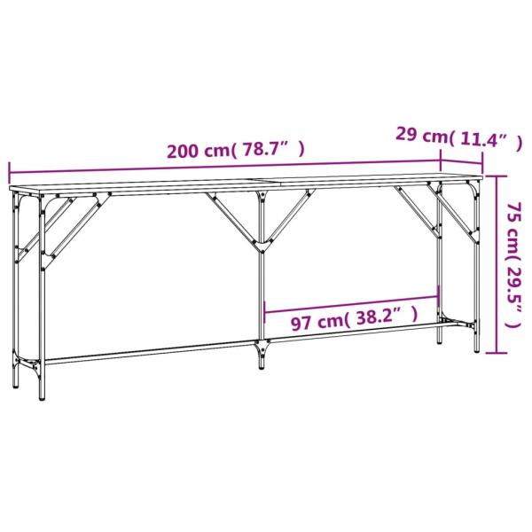 Konsolentisch Grau Sonoma 200x29x75 cm Holzwerkstoff